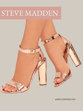 Steve Madden Rose Gold Metallic Block Heel Sandals